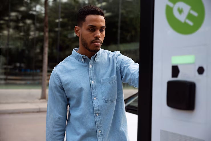 Side View Man Charging Car 23 2149530071 - Charge Point Homes